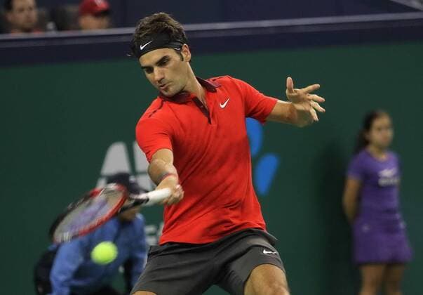 Oct. 12, 2014 - Oct 12, 2014; Shanghai, CHINA; Roger Federer of Switzerland during the final match at the Shanghai Tennis Masters. Shanghai Tennis Masters  - ZUMAs112
