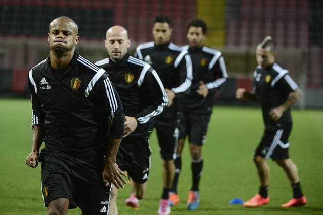 - SARAJEVO, BOSNIA AND HERZEGOVINA: Belgium s Vincent Kompany pictured during a training session of Belgian national soccer team Red Devils in the Bilino Polje stadium in Sarajevo, Sunday 12 October 2014.. DIRKxWAEM  premiumd 04480971