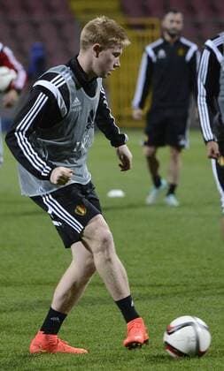 - SARAJEVO, BOSNIA AND HERZEGOVINA: Belgium s Kevin De Bruyne pictured during a training session of Belgian national soccer team Red Devils in the Bilino Polje stadium in Sarajevo, Sunday 12 October 2014.. DIRKxWAEM  premiumd 04481007