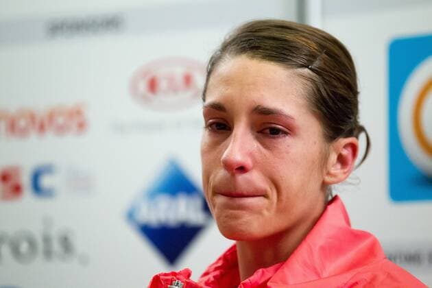 im Bild Andrea Petkovic (GER - Deutschland) weint auf der Pressekonferenz nach ihrer Niederlage - Tennis, Frauen, 2014 14.10.2014 WTA, BGL BNP Paribas Open Luxembourg - Kockelscheuer, Luxemburg