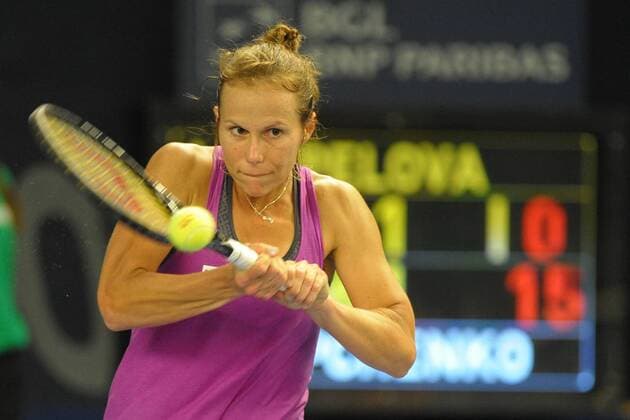 Achtelfinale, Vavara Lepchenko-5-(USA), Rückhand,Backhand, Tennis, WTA, BGL BNP Paribas Luxembourg Open, 15.10.2014 , EP_PFZ