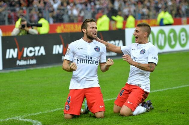 Tohan Cabaye (psg) - Marco Verratti (psg) FOOTBALL : Lens vs Paris SG - Ligue 1 - 17 10 2014 AnthonyBIBARD FEP Panoramic 