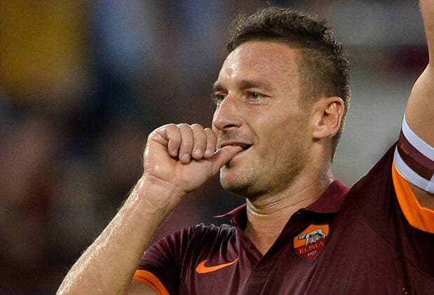 Francesco Totti Roma.Goal celebration. Roma 18-10-2014 Stadio Olimpico. Football Calcio 2014 2015 Serie A. AS Roma - Chievo Verona AntoniettaxBaldassarre