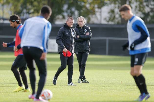 - BRUGGE, BELGIUM: Club s assistant coach Stephan Van der Heyden and Club s head coach Michel Preud homme pictured during a training session of Belgian soccer team Club Brugge, Wednesday 22 October 2014, in Brugge. Tomorrow Club Brugge is playing Danish team FC Kobenhavn in the third day of the group stage of the UEFA Europa League competition, in the group B. BRUNOxFAHY 04486893