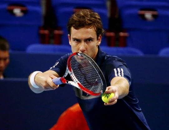22.10.2014 Basel SUI Tennis Swiss Indoors Bild zeigt Ernests Gulbis (LAT) Aktion Einzelbild Foto 