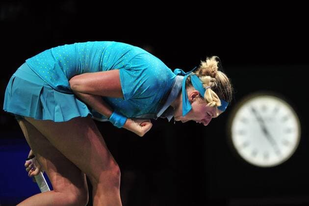 (141023) -- SINGAPORE, Oct. 23, 2014 -- Czech Republic s Petra Kvitova celebrates during the round robin match of the WTA Tennis Damen Finals at the Singapore Indoor Stadium, Oct. 23, 2014. ThenxChihxWey 