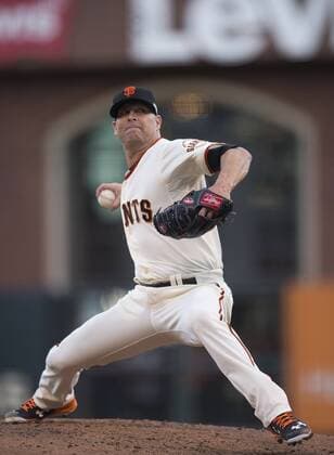 Oct. 24, 2014 - San Francisco, CA, USA - San Francisco Giants starting pitcher Tim Hudson works in the second inning against the Kansas City Royals in Game 3 of the World Series at AT&T Park in San Francisco, Calif. on Friday, Oct. 24 2014. World Series, Game 3: Kansas City at San Francisco - ZUMAm67_