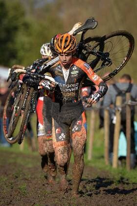 - KRUIBEKE, BELGIUM: Belgian Wout Van Aert pictured in action during the second edition of the Poldercross cyclocross cycling race in Bazel, Kruibeke, Saturday 25 October 2014. DAVIDxSTOCKMAN  04489425