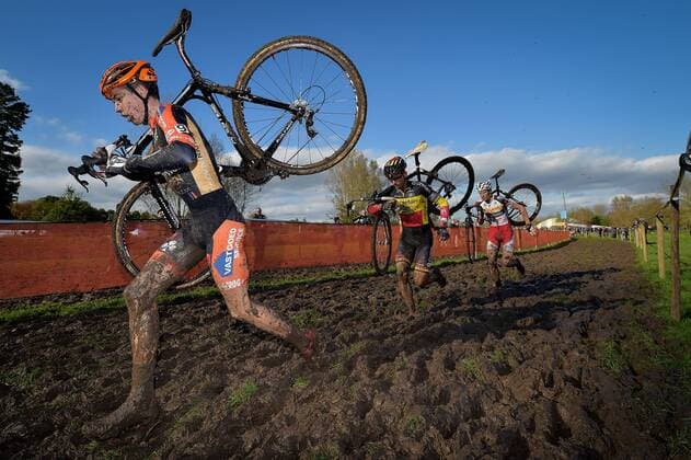 - KRUIBEKE, BELGIUM: Belgian Wout Van Aert, Belgian national champion Sven Nys and Belgian Klaas Vantornout pictured in action during the second edition of the Poldercross cyclocross cycling race in Bazel, Kruibeke, Saturday 25 October 2014. DAVIDxSTOCKMAN  04489463