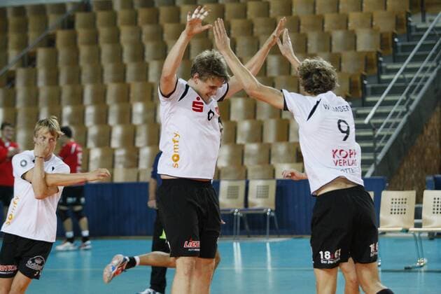 Freude beim TVR Rottenburg 25.10.2014 Volleyball, 1. Bundesliga, Saison 2014 15, VCO Berlin - TVR Rottenburg EP_FZR