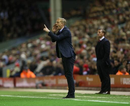 Swansea s Gary Monk in action League Cup Fourth Round- Liverpool vs Swansea City - Anfield - England - 28th October 2014 - Picture David Klein Sportimage EDITORIAL USE ONLY. No use with unauthorised audio, video, data, fixture lists, club league logos or live services. Online in-match use limited to 120 images, no video emulation. No use in betting, games or single club league player publications.