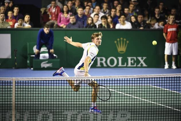 Belgian David Goffin pictured in action BNP Paribas Masters tournament in Bercy, Paris, France, Wednesday 29 October 2014. FREDxPORCU  premiumd 20694140