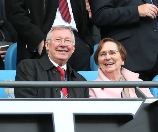 Former manager Sir Alex Ferguson and his wife Anne watch the match from the directors box Manchester City - Manchester (ManU) EDITORIAL USE ONLY. No use with unauthorised audio, video, data, fixture lists, club league logos or live services. Online in-match use limited to 120 images, no video emulation. No use in betting, games or single club league player publications.