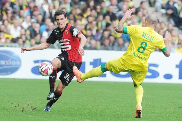 Vincent Bessat (Nantes) Romain Danze (Rennes) FOOTBALL : Nantes vs Rennes - Ligue 1 - 02 11 2014 N.LeGouic FEP Panoramic 