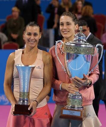 01.11.2014 Sofia(Bulgaria) WTA Tennis Damen tennis tournament of champions Flavia Pennetta (L) Italy second place and Andrea Petkovic(R) Germany 