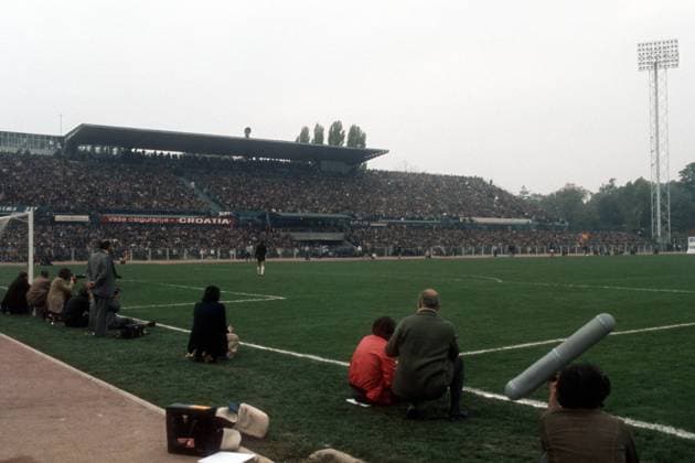 Stadion Maksimir in Zagreb während eines Spiels der jugoslawischen Nationalmannschaft