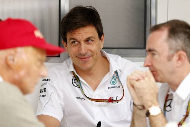 Motorsports: FIA Formula One World Championship 2014, Grand Prix of Brazil, Niki Lauda (AUT, Mercedes AMG Petronas F1 Team), Toto Wolff (AUT, Mercedes AMG Petronas F1 Team), Paddy Lowe (GBR, Mercedes AMG Petronas F1 Team), xHOCHxZWEIx