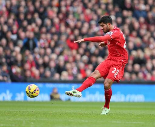 Emre Can of Liverpool scores the first goal - Barclays Premier League - Liverpool vs Chelsea - Anfield Stadium - Liverpool - England - 8th November 2014 - Picture Simon Bellis Sportimage EDITORIAL USE ONLY. No use with unauthorised audio, video, data, fixture lists, club league logos or live services. Online in-match use limited to 120 images, no video emulation. No use in betting, games or single club league player publications.