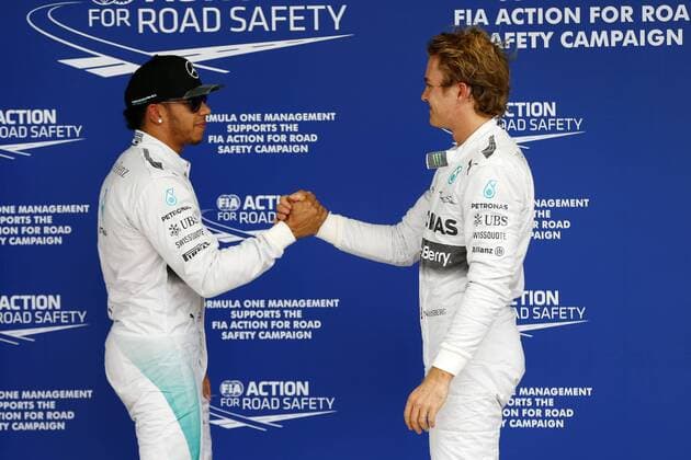 Motorsports: FIA Formula One World Championship 2014, Grand Prix of Brazil, 44 Lewis Hamilton (GBR, Mercedes AMG Petronas F1 Team), 6 Nico Rosberg (GER, Mercedes AMG Petronas F1 Team), xHOCHxZWEIx