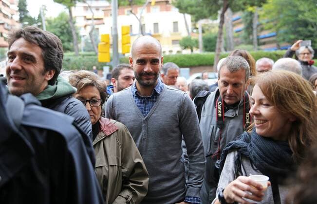 BARCELONA SPAIN -09 November-: Josep Guardiola (Coach FC Bayern München) in the voting of the consultation for the independence of Catalonia in Barcelona. Photo: JoanValls Urbanandsport Cordon Press 