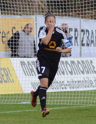 09.11.2014, xhbx, Fussball Champions League, 1.FFC Frankfurt - Torres Calcio Sassari, v.l. Torjubel, Goal celebration, celebrate the goal 3:0 Veronica Boquete (1.FFC Frankfurt)