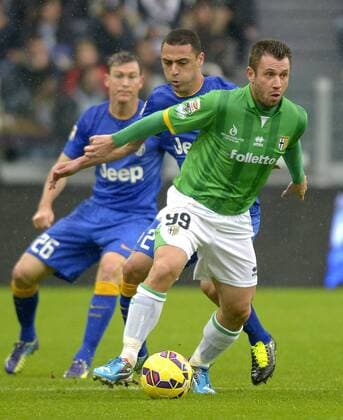 Aktuell Fussball, Italien, Serie A, Juventus Turin - FC Parma Antonio Cassano Parma, Souza Orestes Romulo Juventus, Torino 09-11-2014, Juventus Stadium, Football Calcio 2014 2015 Serie A, Juventus - Parma, Foto Filippo Alfero Insidefoto filippoxalfero