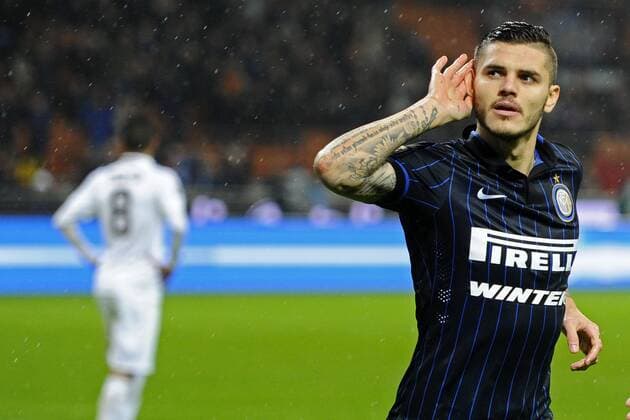 Esultanza gol di Mauro Icardi Inter 2-1. Celebration goal Milano 09-11-2014 Stadio Giuseppe Meazza - Football Calcio Serie A Inter - Hellas Verona. Foto Giuseppe Celeste Insidefoto giuseppexceleste