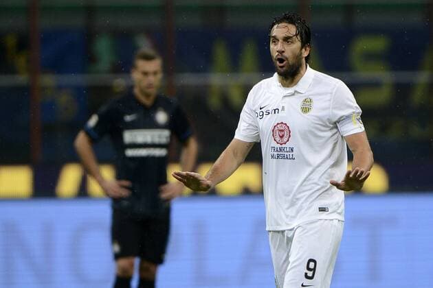 Esultanza gol di Luca Toni Verona 0-1. Celebration goal Milano 09-11-2014 Stadio Giuseppe Meazza - Football Calcio Serie A Inter - Hellas Verona. Foto Giuseppe Celeste Insidefoto giuseppexceleste