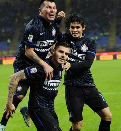 Esultanza gol di Mauro Icardi Inter 2-1. Celebration goal Milano 09-11-2014 Stadio Giuseppe Meazza - Football Calcio Serie A Inter - Hellas Verona. Foto Giuseppe Celeste Insidefoto giuseppexceleste
