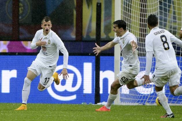 Nicolas Lopez Verona 2-2. Celebration goal Milano 09-11-2014 Stadio Giuseppe Meazza - Football Calcio Serie A Inter Mailand vs Hellas Verona. giuseppexceleste