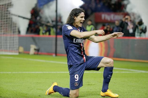 Edinson Roberto Paulo Cavani Gomez (psg) (El Matador) (El Botija) (Florestan) But FOOTBALL : PSG vs Marseille - Ligue 1 - 09 11 2014 StephaneAllaman Panoramic 