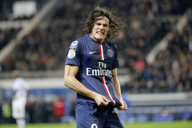 Edinson Roberto Paulo Cavani Gomez (psg) (El Matador) (El Botija) (Florestan), joie apres but FOOTBALL : PSG vs Marseille - Ligue 1 - 09 11 2014 StephaneAllaman Panoramic 