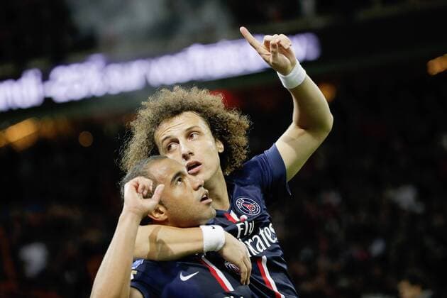 David Luiz Moreira Marinho (psg), Lucas Rodrigues Moura da Silva (psg) FOOTBALL : PSG vs Marseille - Ligue 1 - 09 11 2014 StephaneAllaman Panoramic 