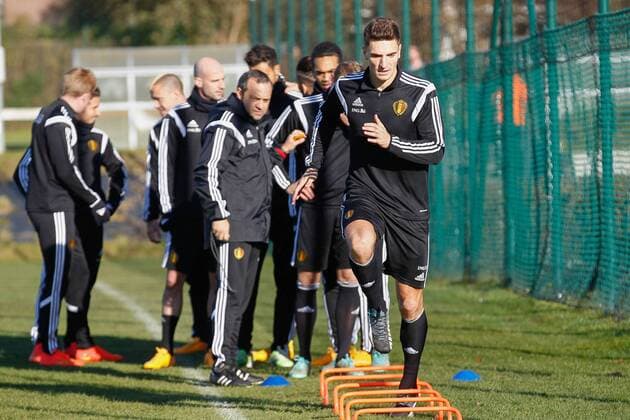 - BRUSSELS, BELGIUM: Belgium s Thomas Meunier pictured during a training session of Belgian national soccer team Red Devils, Thursday 13 November 2014. BRUNOxFAHY  premiumd 35414