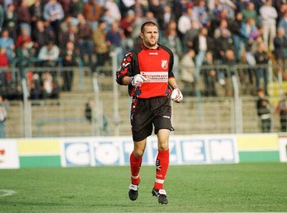 Leipzig,14.09.1996, Bruno-Plache Stadion, Fußball, 2. Bundesliga , VfB Leipzig - FC Gütersloh 3:1 (3:0) , Torwart Gunnar Grundmann (Leipzig). ,