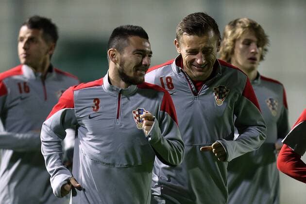 Croatian football team training 13.11.2014., Croatia, Zagreb - Croatian football team held a training at Maksimir Stadium as part of the preparations for the coming qualifying match against Italy in Milan for the European Championship. Danijel Pranjic, Ivica Olic.  GoranxStanzl PIXSELL