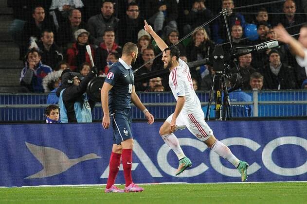 Mergim Mavraj (Albanien) FOOTBALL : Frankreich vs Albanien - 14 11 2014 N.LeGouicFEP 