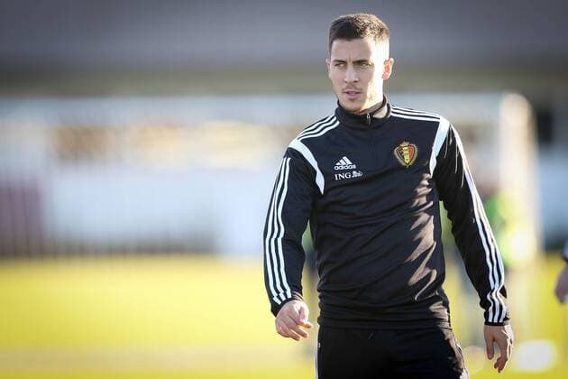 - BRUSSELS, BELGIUM: Belgium s Eden Hazard pictured during a training session of Belgian national soccer team Red Devils, Saturday 15 November 2014, in Neerpede, Brussels. Belgium will play its third game of the Euro 2016 qualification against Wales on Sunday. BRUNOxFAHY  xpremiumd kur20240124x