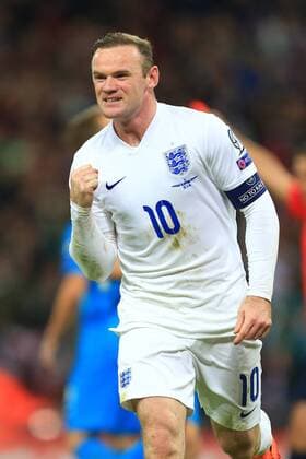 Wayne Rooney of England celebrates scoring the equalising goal - England vs. Slovenia - UEFA Euro 2016 Qualifying - Wembley Stadium - London - 15 11 2014 Pic Philip Oldham Sportimage EDITORIAL USE ONLY. No use with unauthorised audio, video, data, fixture lists, club league logos or live services. Online in-match use limited to 120 images, no video emulation. No use in betting, games or single club league player publications.