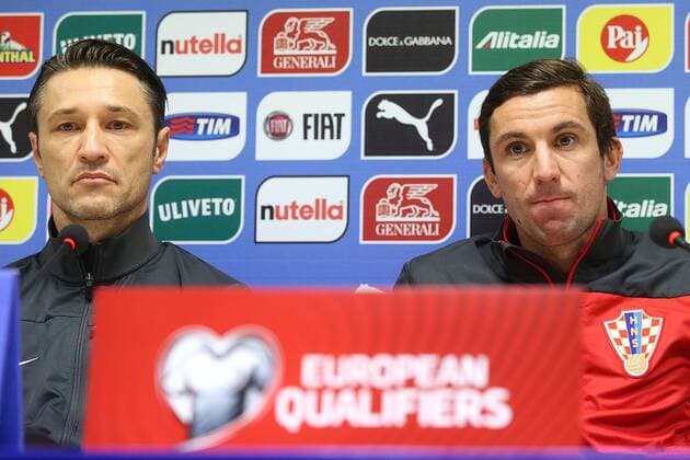 CRO press conference - Milan, Italy 15.11.2014., Milan, Italy - Darijo Srna and Niko Kovac at Press Conference on the Croatian national football team the day before the qualifying match against Italy in Milan to go to the European Championships  GoranxStanzl PIXSELL
