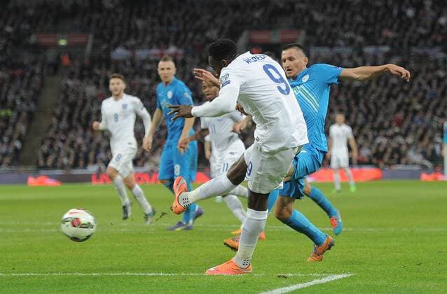 EURO 2016 QUALIFIER: ENGLAND V SLOVENIA. 15.11.2014. Danny Welbeck scores goal 3-1 