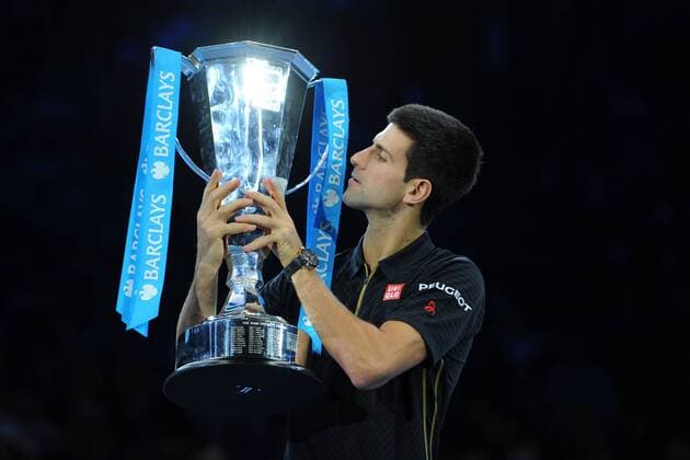 Novak Djokovic (Ser) with the trophy TENNIS : ATP Tennis Herren World Tour Finals 2014 - 11 11 2014 - 16 11 2014 TennisMagazine 