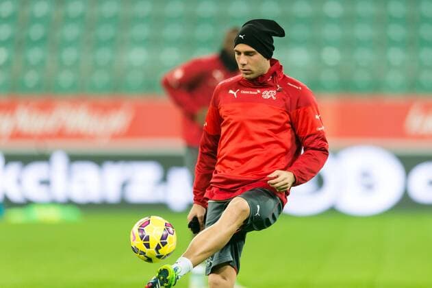 Aktuell Fussball, Nationalteam, Training Polen Poland Wroclaw 17.11.2014 Stadium Municipal avenue Slaska 1 Football the Swiss national team training Switzerland On the picture: Footballers during training  141117_1SB3558