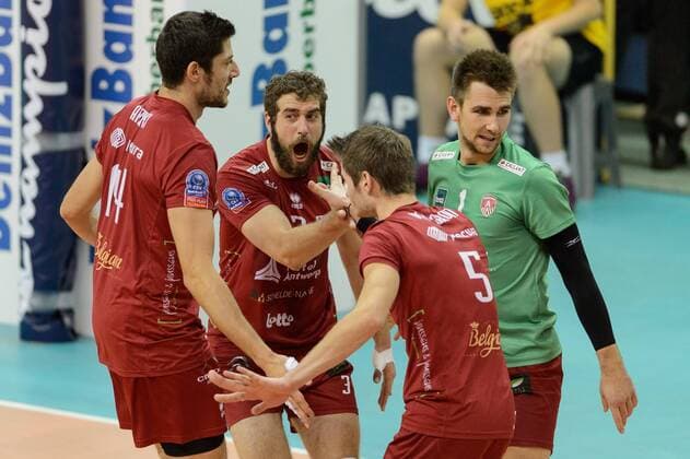 CEV PGE Skra Belchatow SSA - Precura Antwerpen Michael Andrei , Yannick Van Harskamp , Floris Rekom , Dennis Deroey  141119PAL045