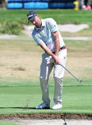 Nov. 21, 2014 - Melbourne, Victoria, Australia - Geoff Ogilvy (AUS) plays a shot onto the seventh green during day 2 of the 2014 Australian Masters at The Metropolitan Golf Club in Melbourne, Australia. Golf 2014 - Australian Masters Day 2 - ZUMAk106