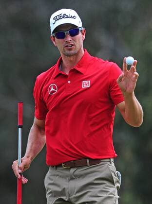 Nov. 22, 2014 - Melbourne, Victoria, Australia - Adam Scott (AUS) acknowledges the crowd at the fourteenth green during day 3 of the 2014 Australian Masters at The Metropolitan Golf Club in Melbourne, Australia. Golf 2014 - Australian Masters Day 3 - ZUMAk106