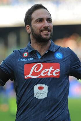 Nov. 23, 2014 - Naples, Italy - Gonzalo Higuain celebrates after scoring of SSC Napoli during the italian Serie A football match between SSC Napoli and Cagliari at San Paolo Stadium in Naples,Italy. SSC Napoli and Cagliari - Serie A  - ZUMAn230