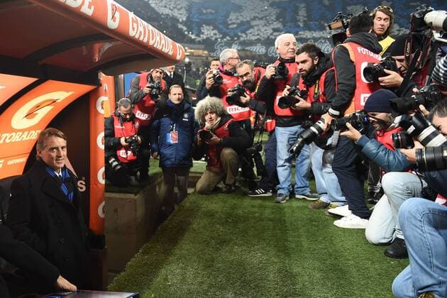 Aktuell Fussball, Italien, AC Mailand - Inter Mailand Serie A AC Milan - Inter Mailand Roberto Mancini 
