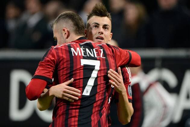 Torjubel Jeremy Menez Milan, Stephan El Shaarawy 1-0. Celebration goal AC Milan - Inter Mailand giuseppexceleste