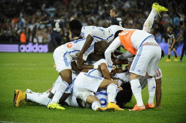 Joie but Batshuayi (OM) FOOTBALL : Marseille vs Bordeaux - Ligue 1 - 23 11 2014 FranckPennant Panoramic 